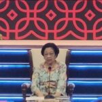 Megawati Soekarnoputri saat menyampaikan sambutan dalam acara peluncuran buku 'Pengantar Pemahaman Konsepsi Dasar Sekitar Hak atas Kekayaan Intelektual (HAKI)' di Badan Riset dan Inovasi Nasional (BRIN), Jakarta Pusat, Rabu (14/5/2025)./Ist