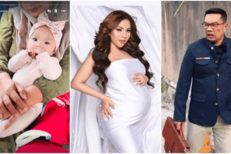 Lisa Mariana (tengah), Ridwan Kamil (kanan), dan bayi (kiri) yang diduga anak Ridwan Kamil bersama Lisa Mariana. FOTO/Kolase@oposisi