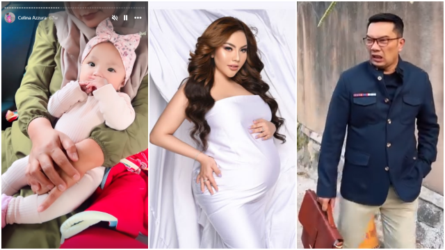 Lisa Mariana (tengah), Ridwan Kamil (kanan), dan bayi (kiri) yang diduga anak Ridwan Kamil bersama Lisa Mariana. FOTO/Kolase@oposisi