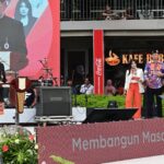 Gubernur DKI Jakarta, Pramono Anung dalam acara peluncuran rebranding "call name" dan logo baru PT Bank DKI di Taman Literasi Martha Christina Tiahahu, Kebayoran Baru, Jakarta Selatan, Minggu (22/6/2025)./BankDKI.dok