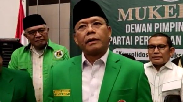 Muhammad Mardiono saat mengambil alih pimpinan Partai Ka'bah dari Suharso Monoarfa dalam Musyawarah Kerja Nasional DPP PPP di Banten, Senin (5/9/2022) silam./Ist