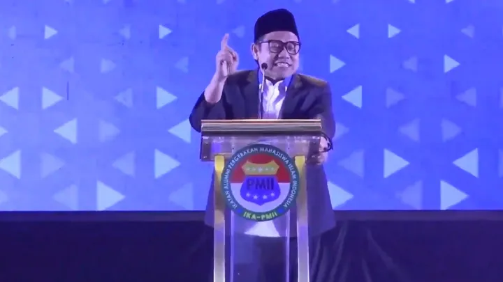 Cak Imin saat menghadiri pengukuhan pengurus baru PB IKA PMII periode 2025-2030 di Hotel Bidakara, Jakarta Selatan, Minggu (13/7/2025)./Ist